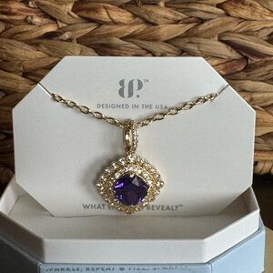Bomb Party Where Dreams Go Gold Plated Necklace with Purple Topaz Cubic Zirconia